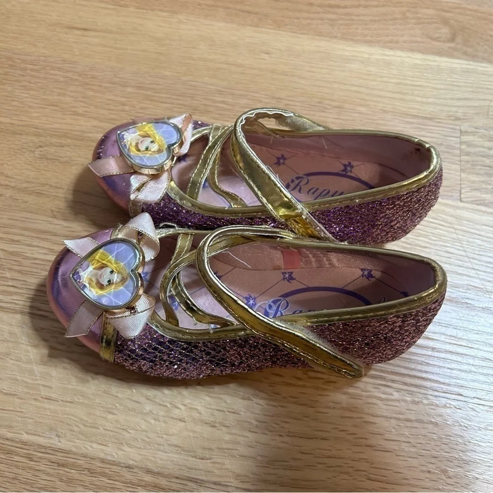 Disney Rapunzel Dress Shoes Sz 9/10 Girls Kids Pink Princess Gold